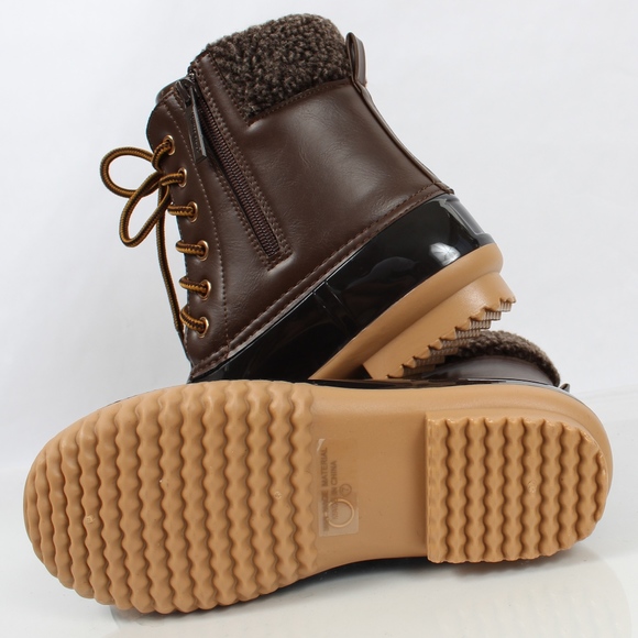 Size 6 Brown Faux Leather Faux Fur Cuff Duck - Picture 7 of 8